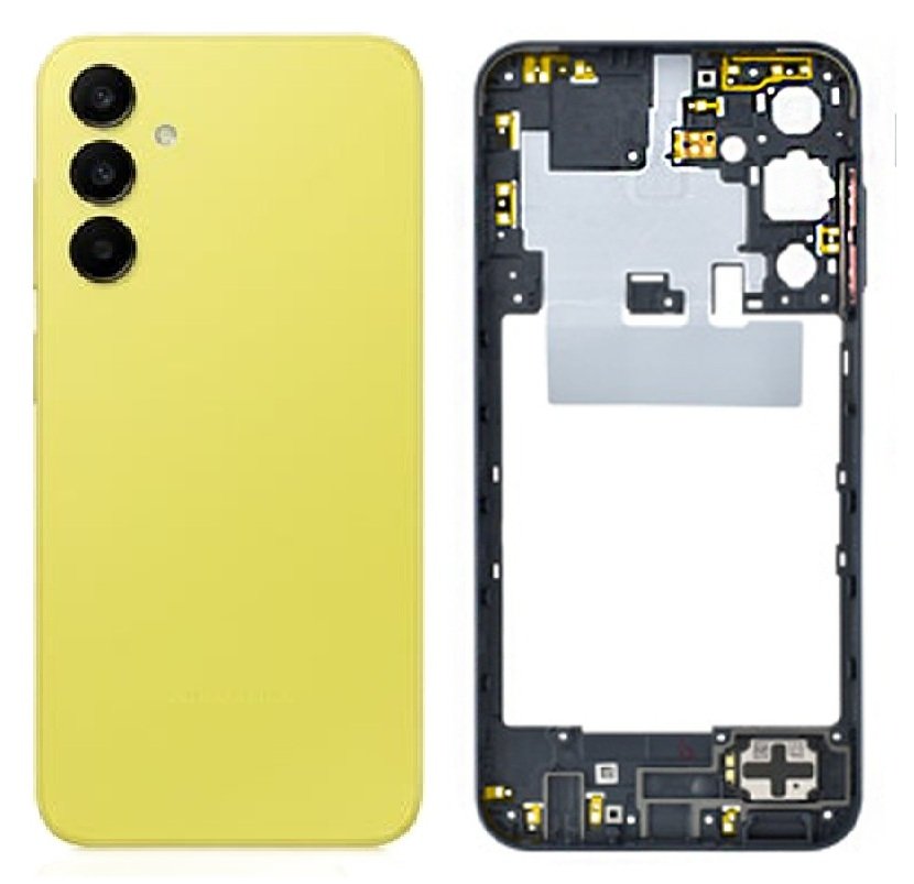Compatible Replacement Samsung Galaxy A25 4G Full Body Housing Replacement Back Frame Middle Chassis with Side Keys – White, Blue, Yellow & Black Color: YELLOW